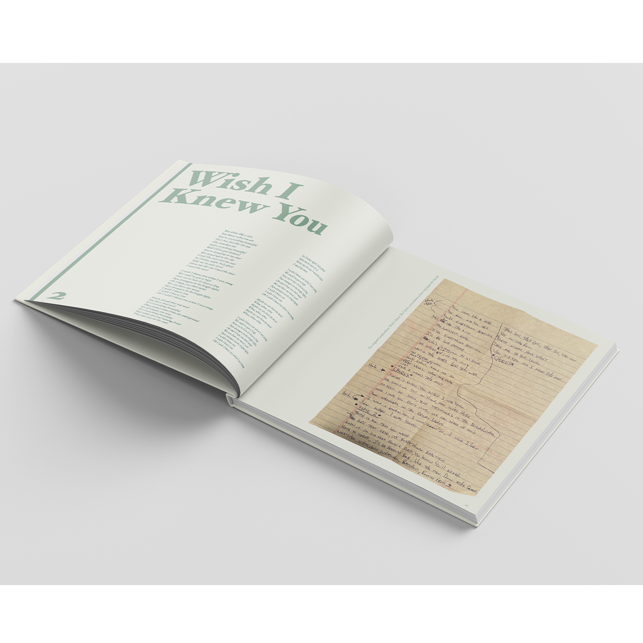 Open book with handwritten notes.