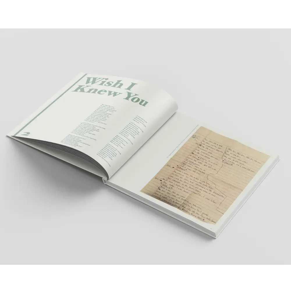 Open book with handwritten notes.