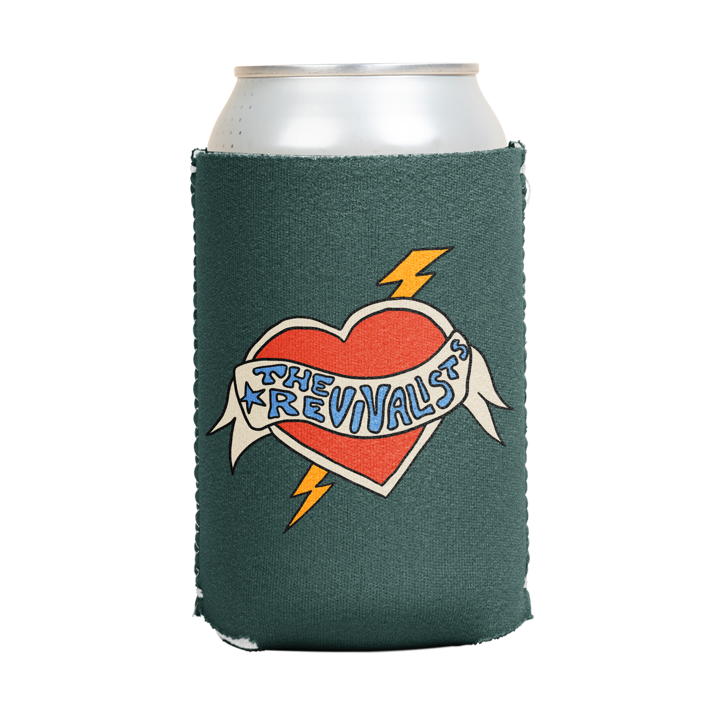 Green Banner Heart Koozie