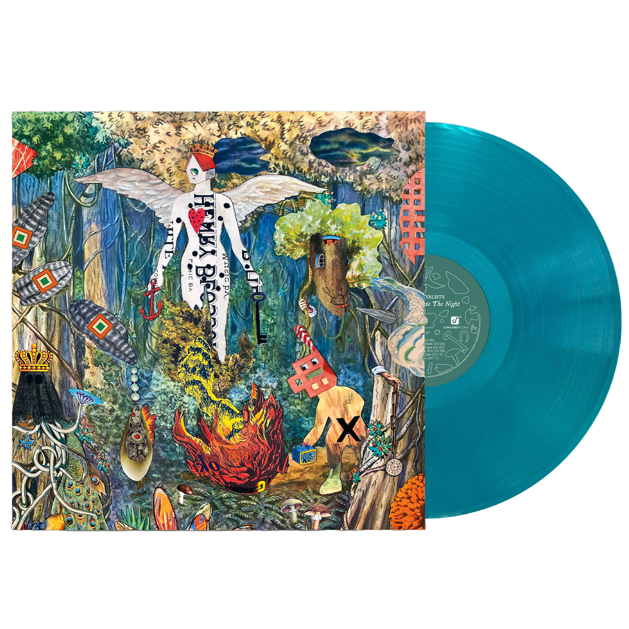 Turquoise vinyl record album.