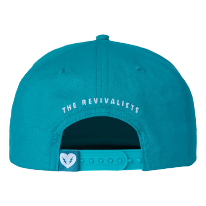 Teal snapback cap with ’THE REVIVALISTS’ text visible on the back.