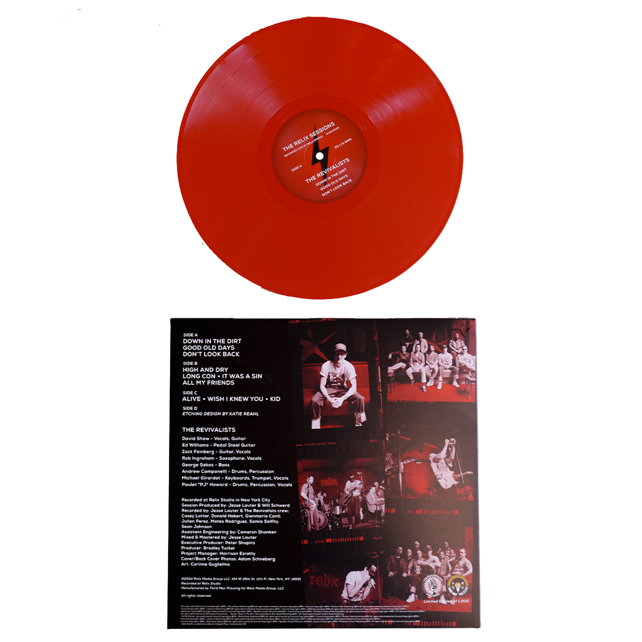 Red vinyl record and album cover.